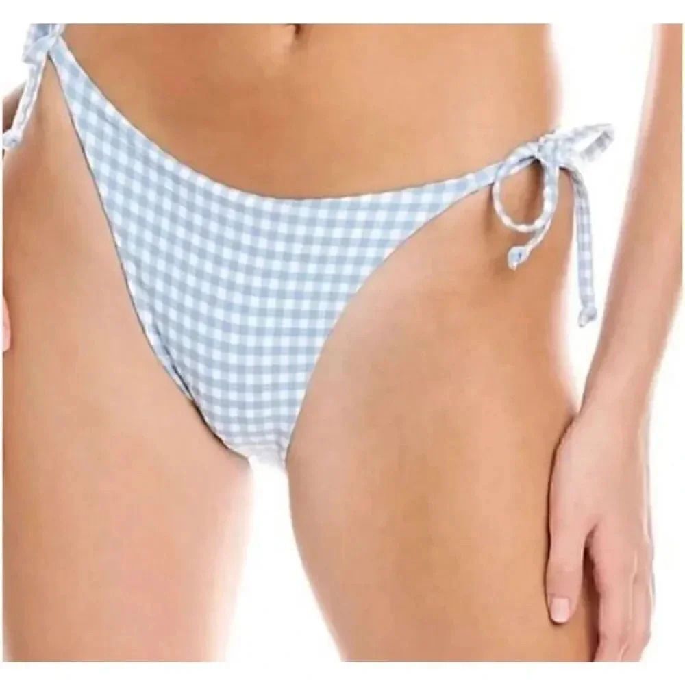 Andie Swim The String
Bottom Pool Gingham White Blue Sz L #1447